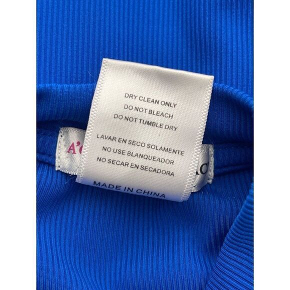 A’Gaci Blue Ribbed High Neck Hi-Low Bodycon Dress Size S - Picture 7 of 7